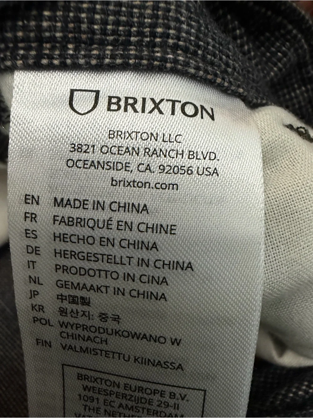 Brixton Choice Relaxed Fit Pants Men’s 34x31 Gray Micro Check Chino Casual Strai